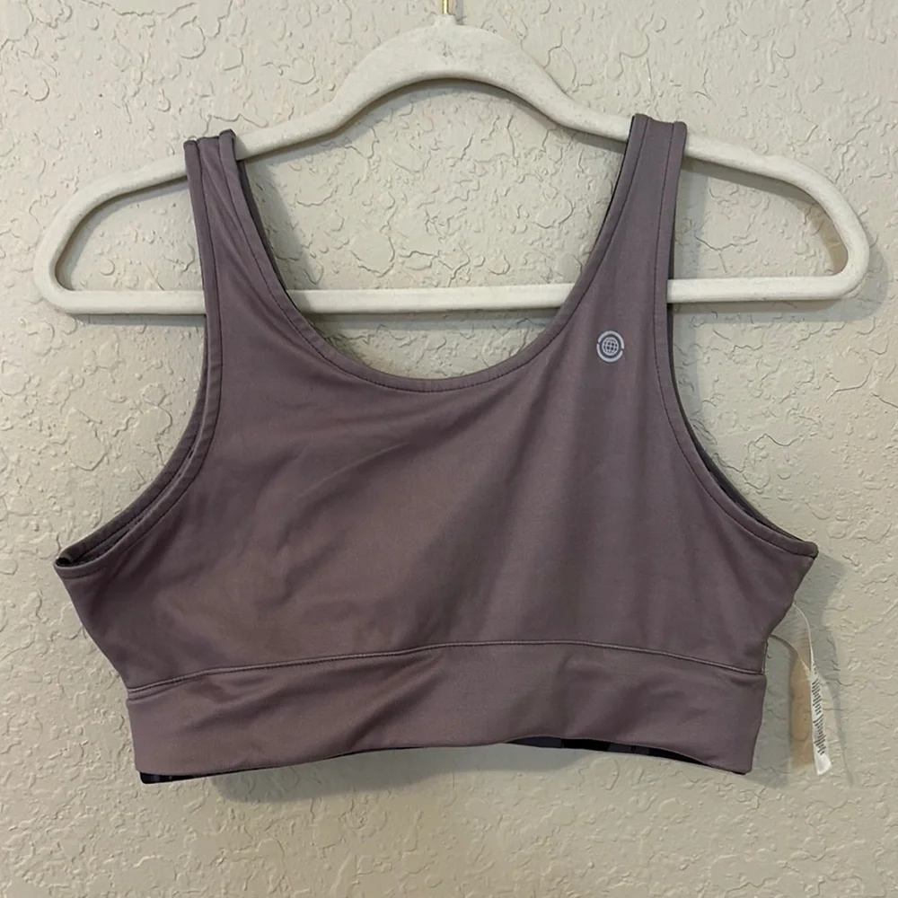 Max Studio Charcoal and Black Performance sports bra d